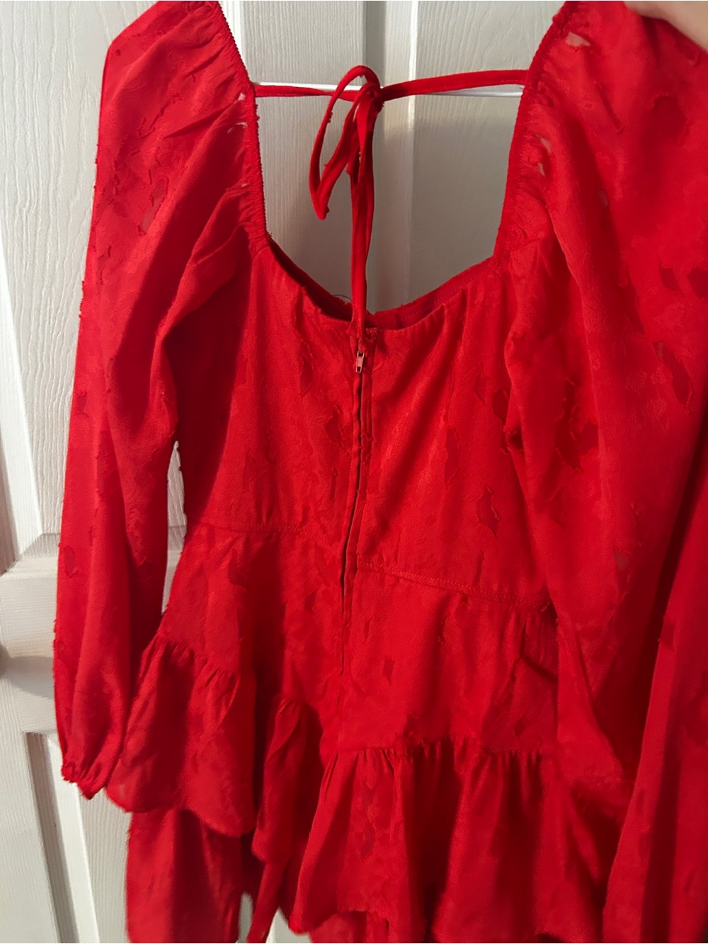 Francesca's Collections Red Long Sleeve Tiered Mini Dress XS - Picture 4 of 4